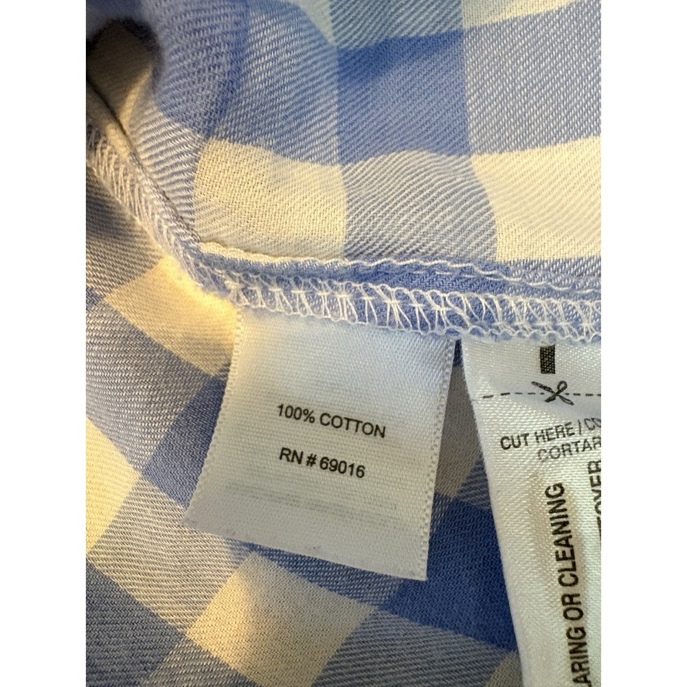 Relativety 100% Soft Cotton Womens 2X Blue & White Check Long Sleeve Comfort - Picture 5 of 11